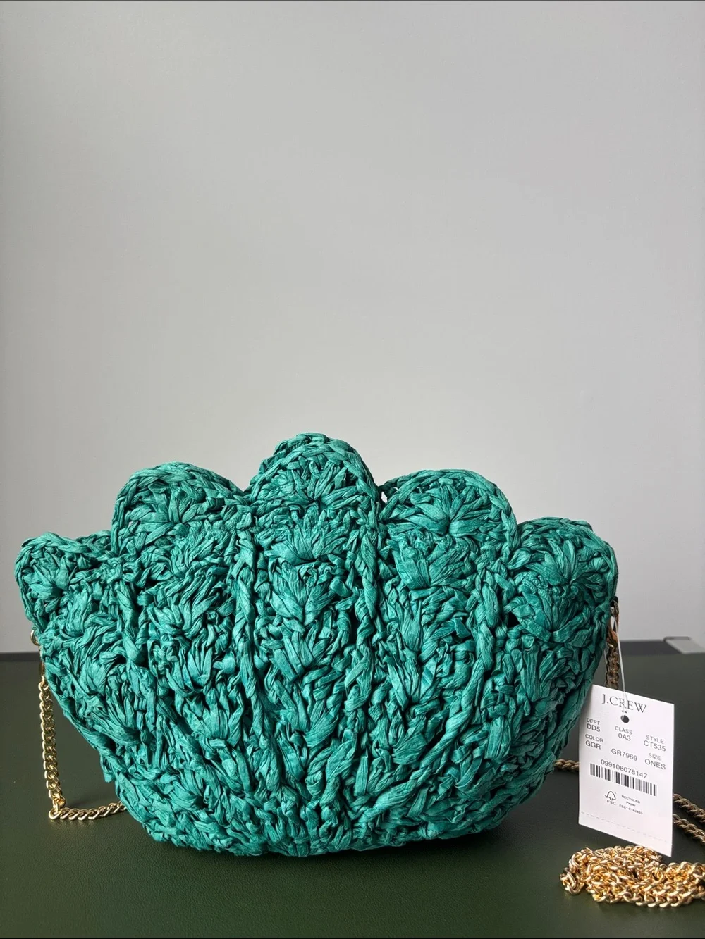 J. Crew Woven Shell Clutch with Chain Strap
